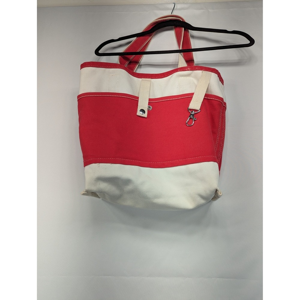 Lands End Red Plaid‎ Canvas Zipper Top Tote Bag Monogram JD Blue - Picture 9 of 10